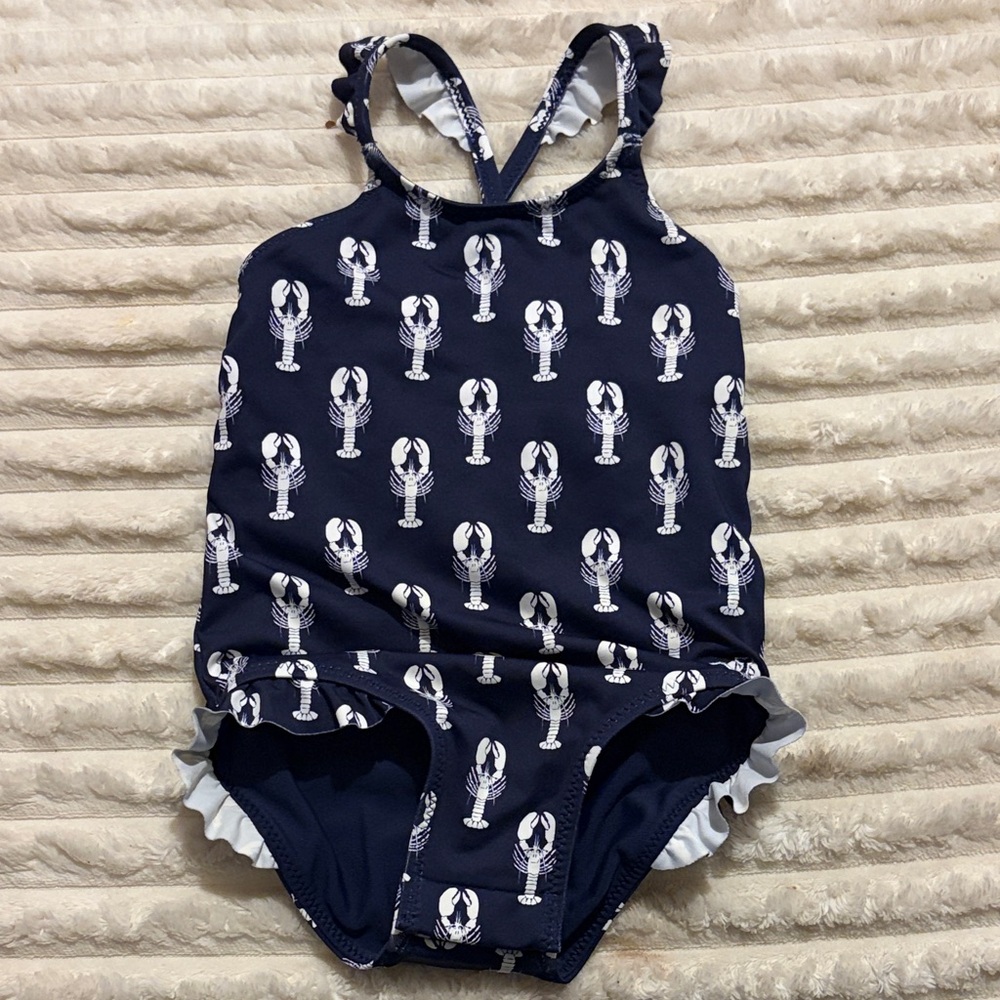 🚨Vineyard Vines🚨 Navy Lobster Print Kids Swim One Piece